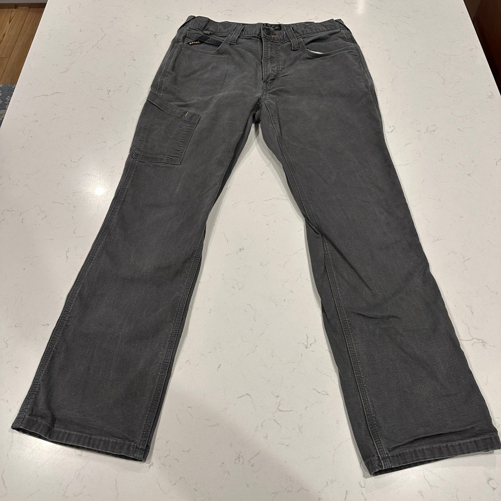 Ariat Rebar M4 Relaxed Straight Work Pants Grey Canvas Mens 32x32 10030250